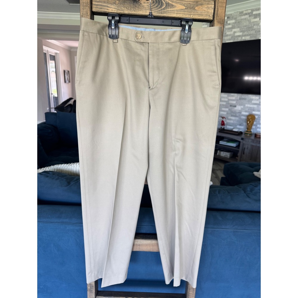 Kirkland Signature Mens Khaki Chino Pants 38x30 Tan Cotton Flat Front HTC213